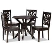 Baxton Studio Liese Modern and Contemporary Transitional Dark Brown Finished Wood 5-Piece Dining Set
